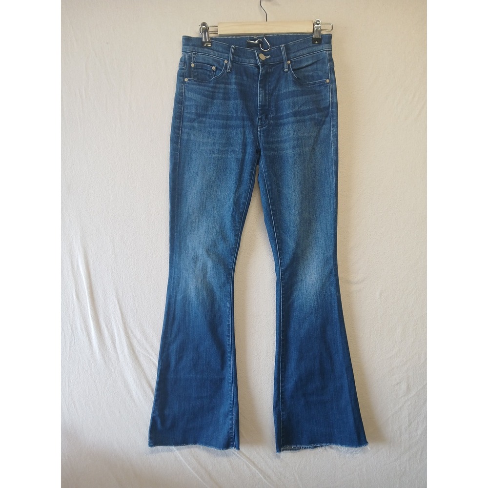 Mother the weekender fray squeeze it jeans flare blue denim size 26